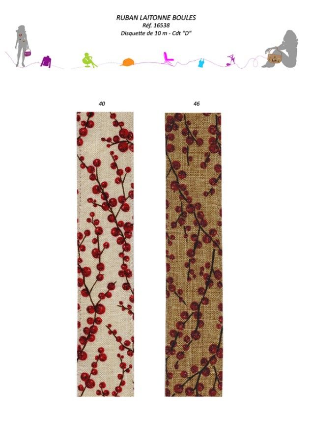 16538 Wired Ribbon "Branches", 38mm