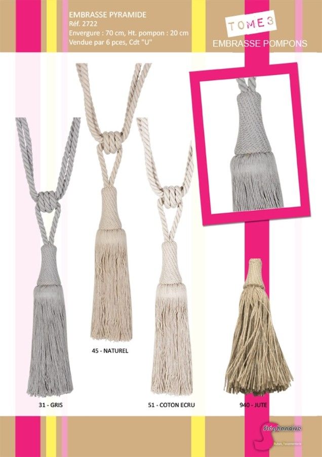 02722 Tieback, 70cm Tie with 20cm Tassel