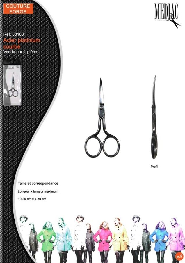 M00163 Curved Embroidery Scissors, Plat.