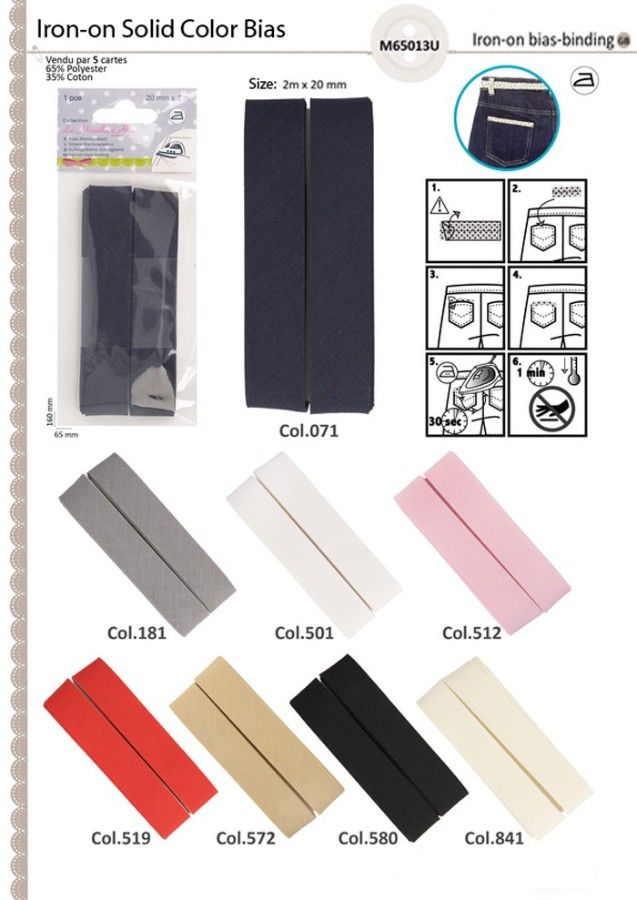 M65013 Iron-On Bias Tape, 20mm
