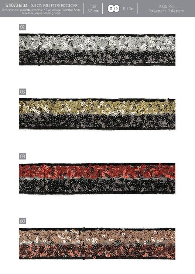 11073 Two-Tone Sequin Trim, 32mm