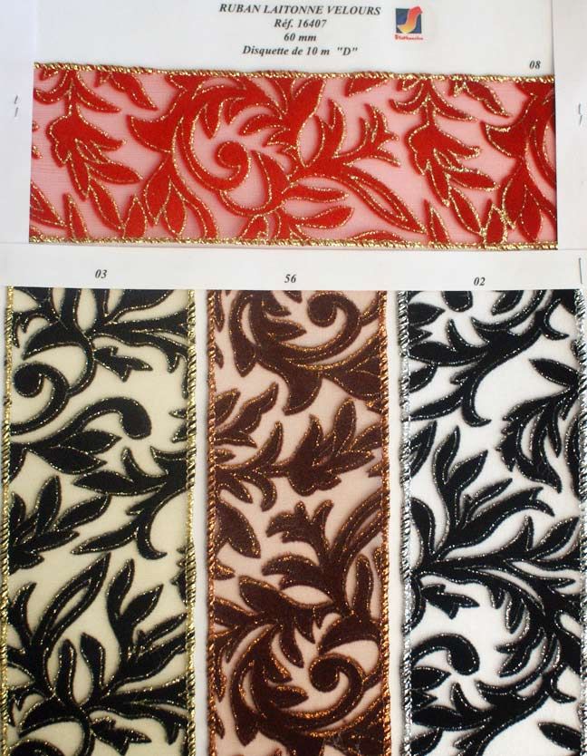 16407 Wired Ribbon with Velvet, 60mm
