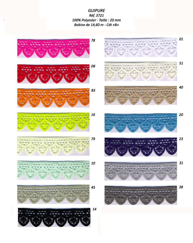 03721 Polyester Guipure Lace, 20mm