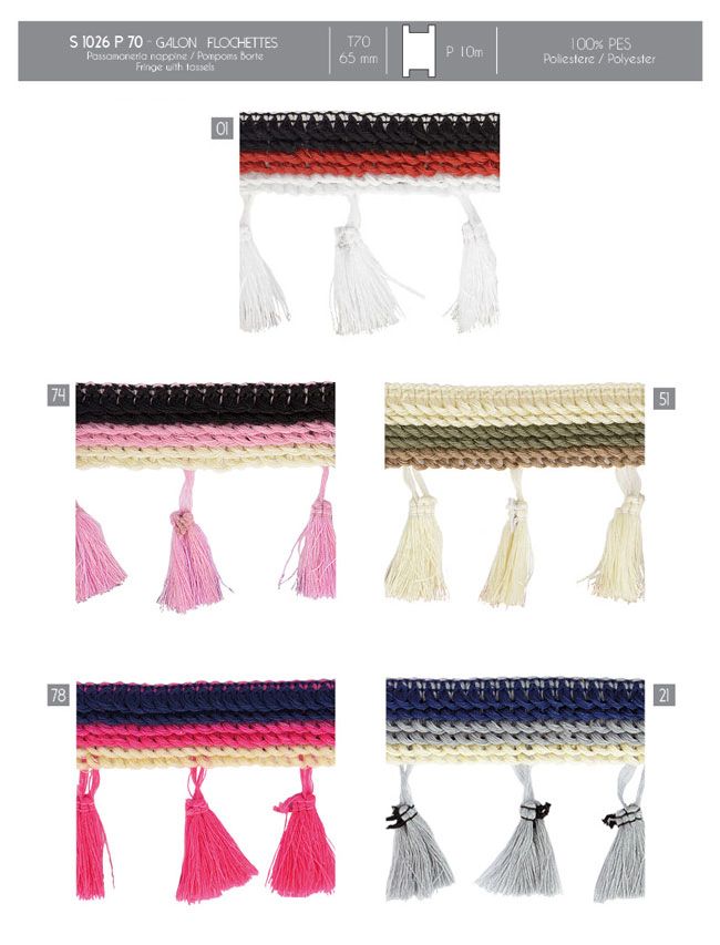 01026 Multicolored Tassel Fringe, 65mm