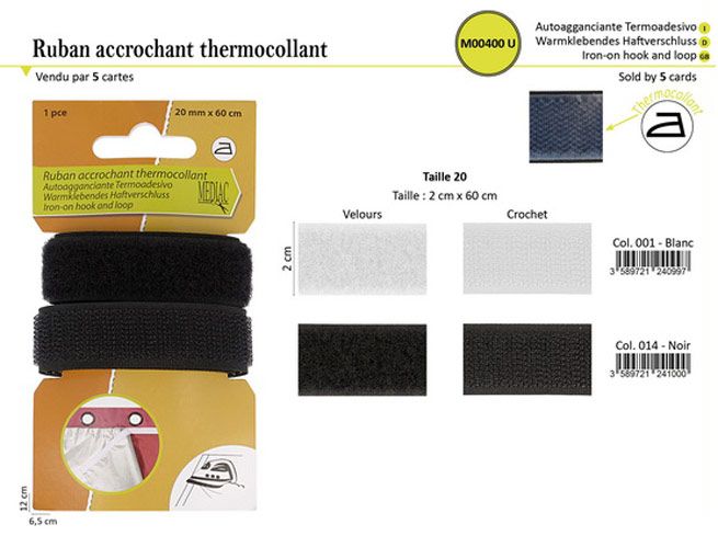 M00400 Iron-on Hook & Loop, 2cm x 60cm