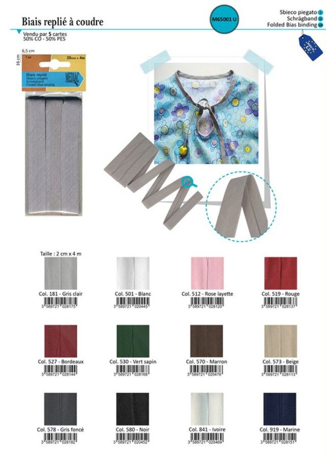M65001 50/50 Poly-Cotton Bias, 20mm x 4m