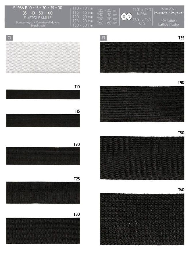 01986 Elastic, 60% Polyester, 40% Latex
