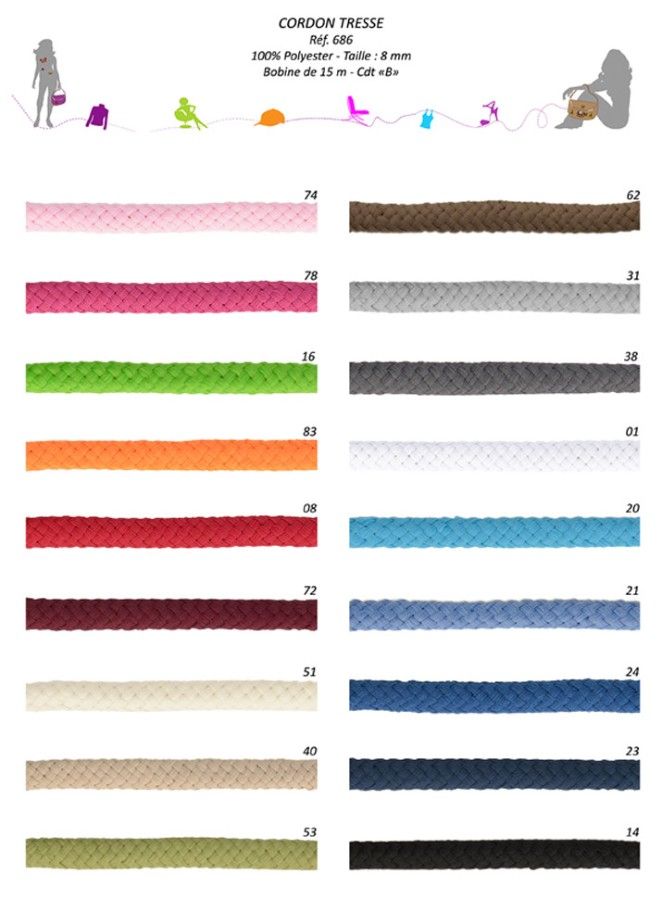 00686 8mm Braided Cord, Polyester