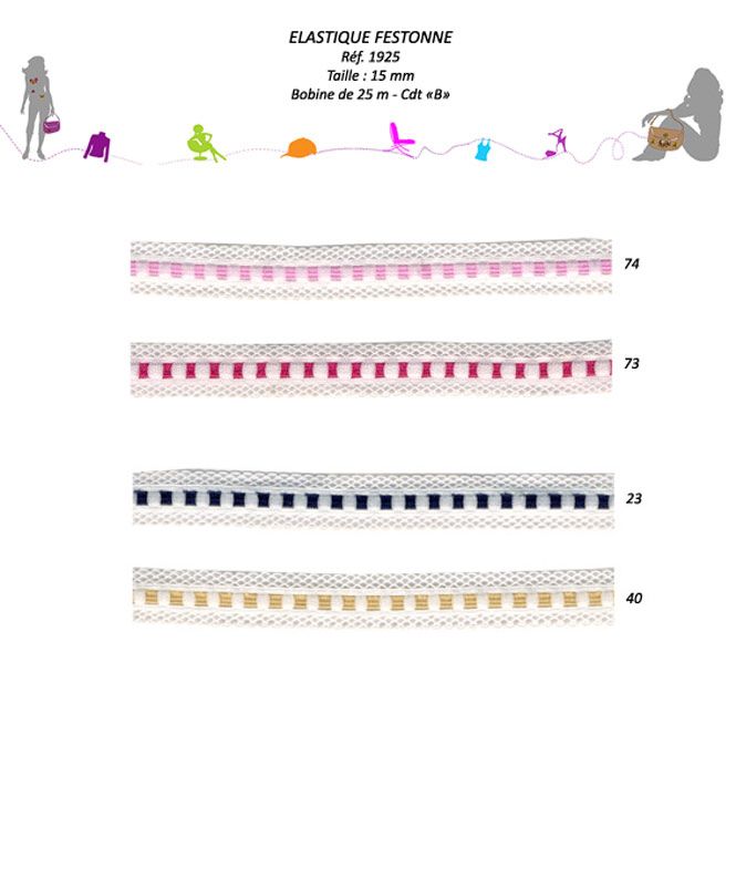 01925 Stripes on Mesh Elastic Trim, 15mm