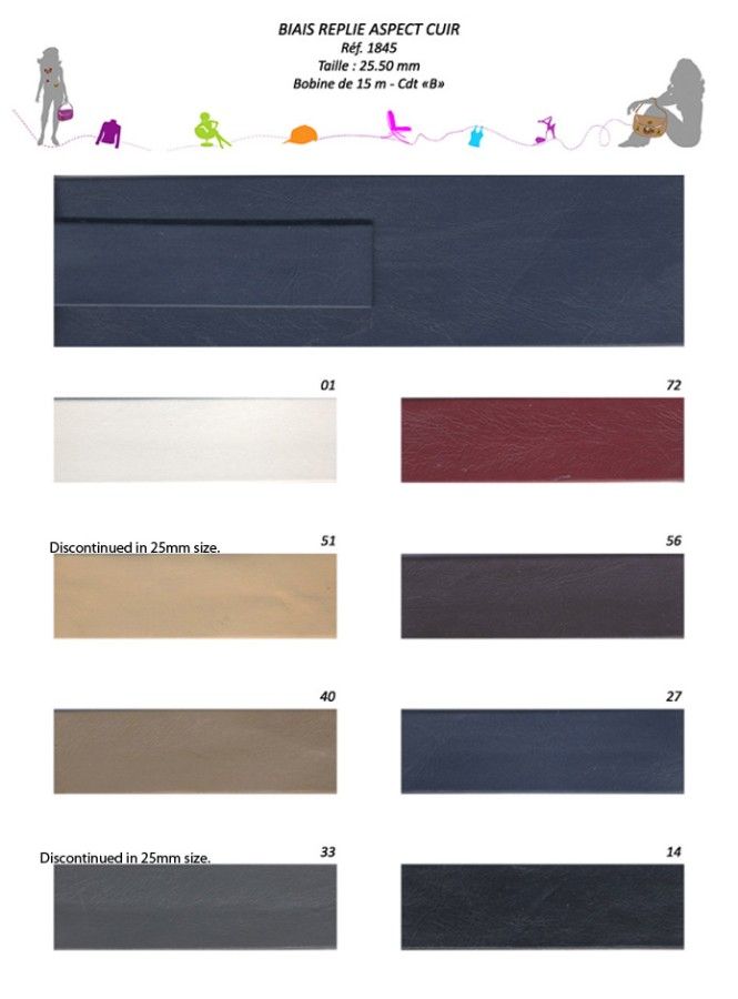 01845 Faux Leather Bias Tape 25mm & 50mm