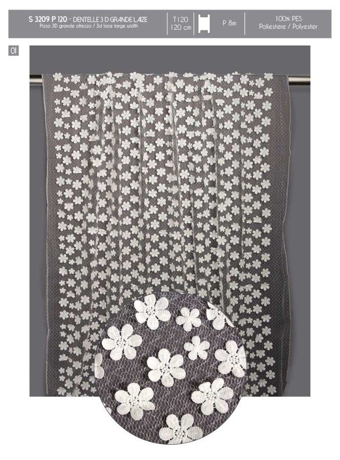 03209 Wide Embroidered Lace, 120cm (47.2")