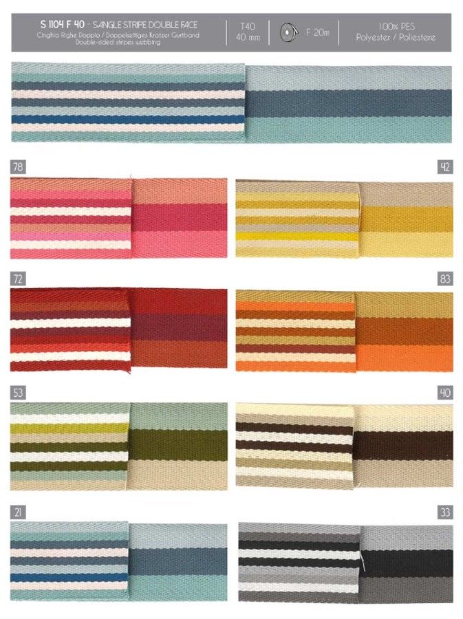 01104 Double Sided Striped Strap, 40mm