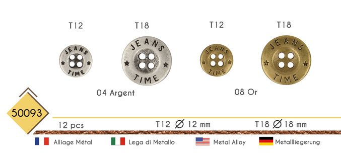 M50093 4-Hole Metal Jeans Button