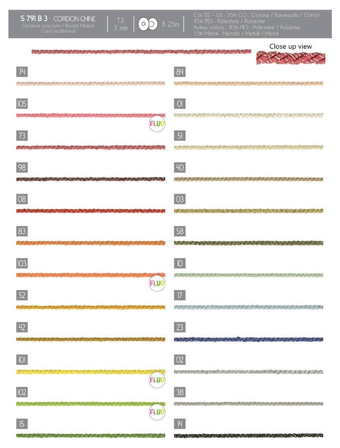 00791 Heathered Cord, 3mm