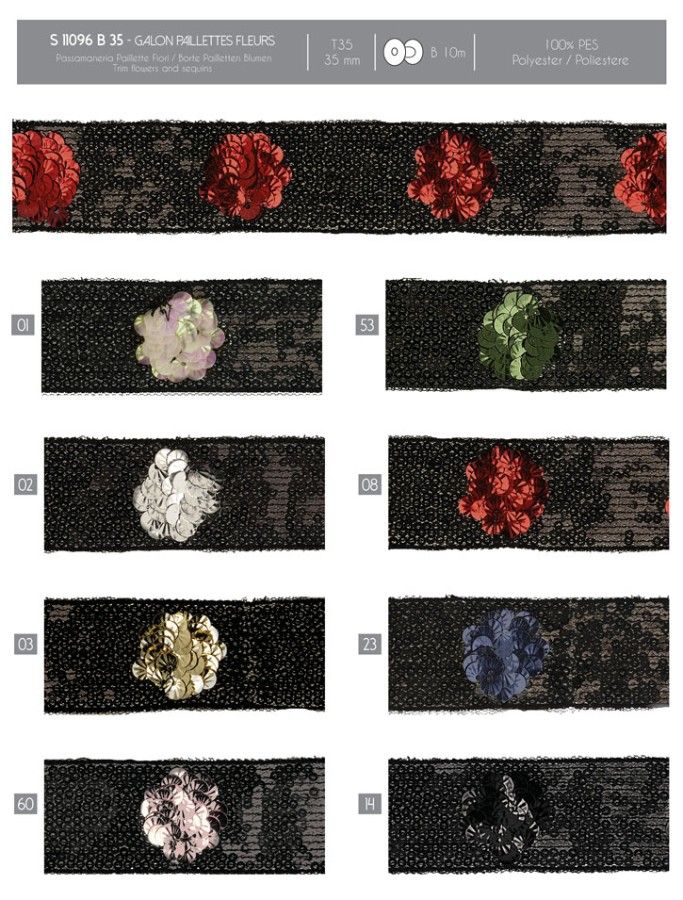 11096 Sequin, Flower Trim 35mm