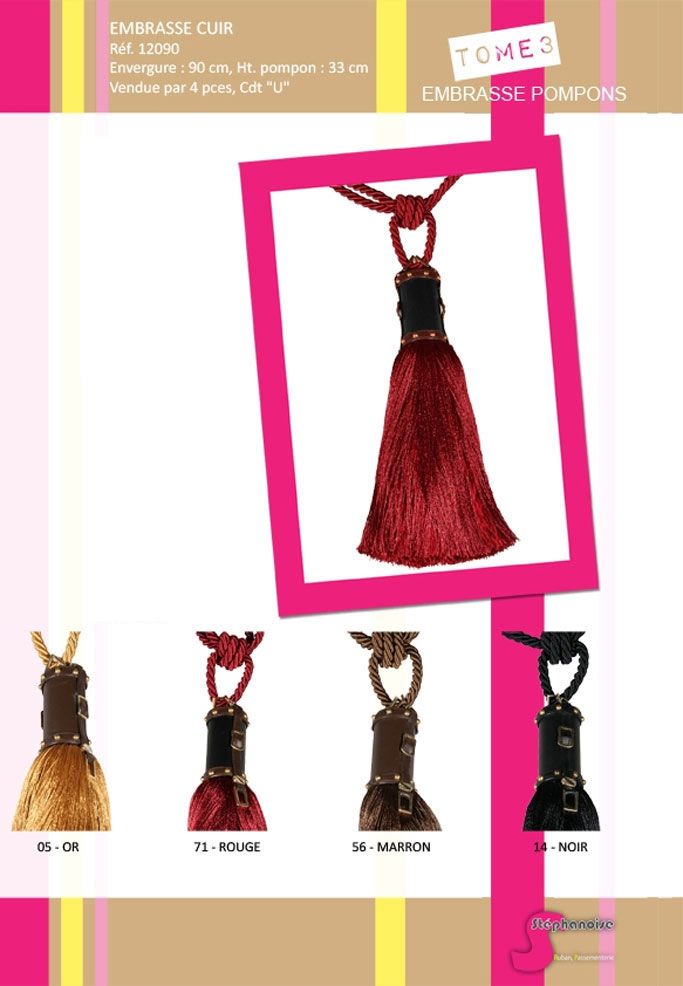 12090 Tassel Tieback with Leather Accent