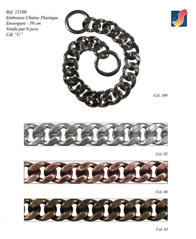 12100 Plastic Chain Tieback, Metal Look