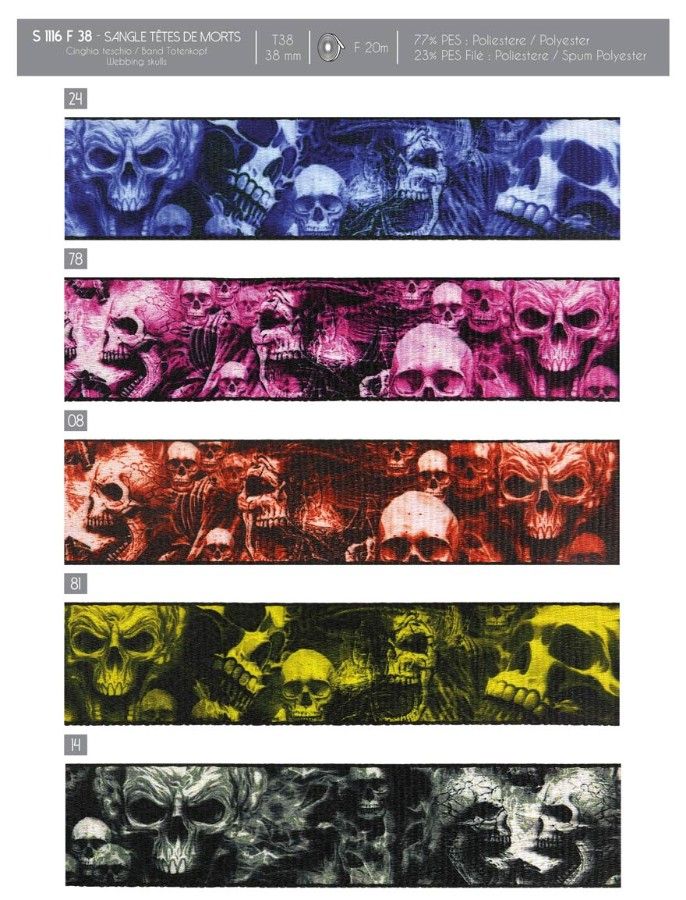 01116 Nightmare/Skulls Webbing, 38mm