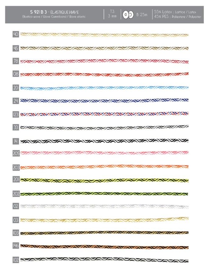 00921 Elastic Wave Pattern Cording, 3mm