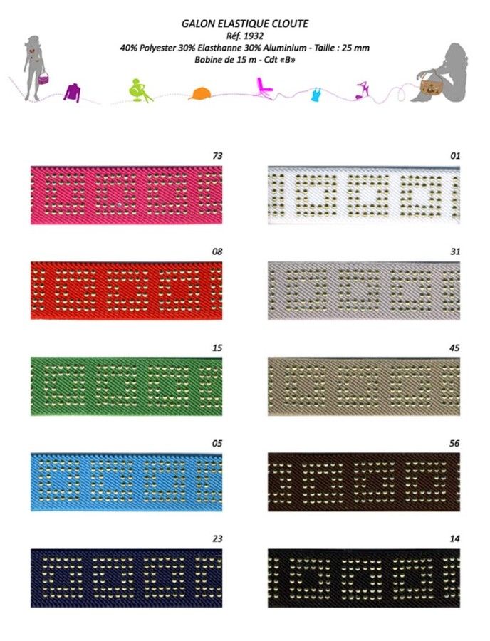 01932 Square Design, Studded Elastic