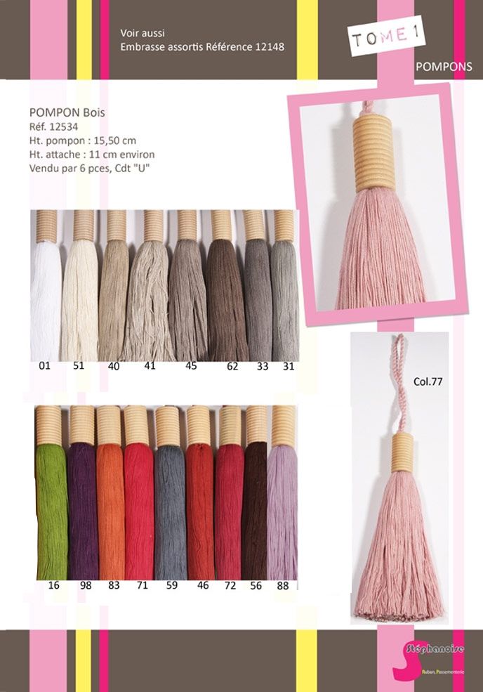 12534 Tassel with Wooden Cylinder Bead