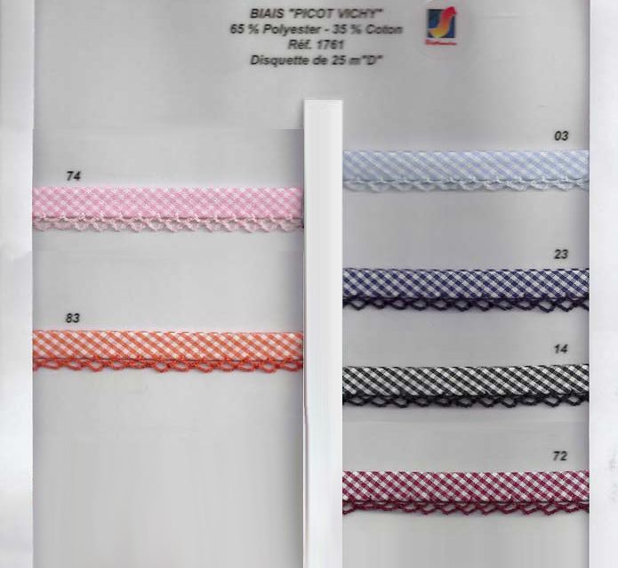 01761 Gingham Bias with Picot Edge