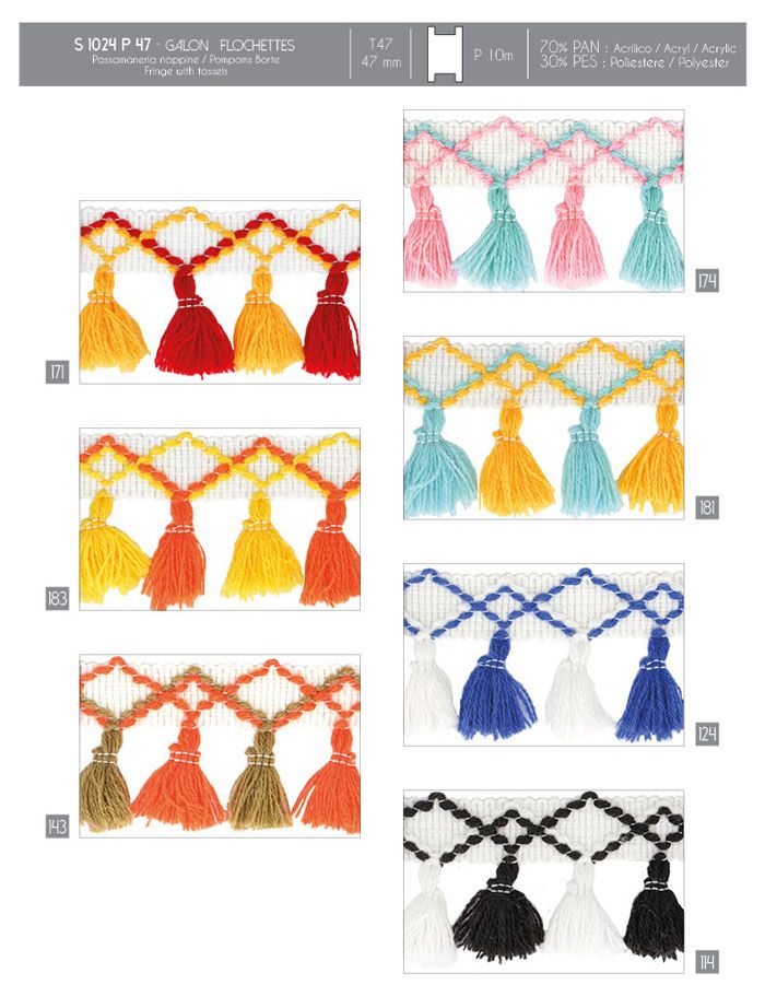 01024 Multicolor Tassel Fringe, 47mm