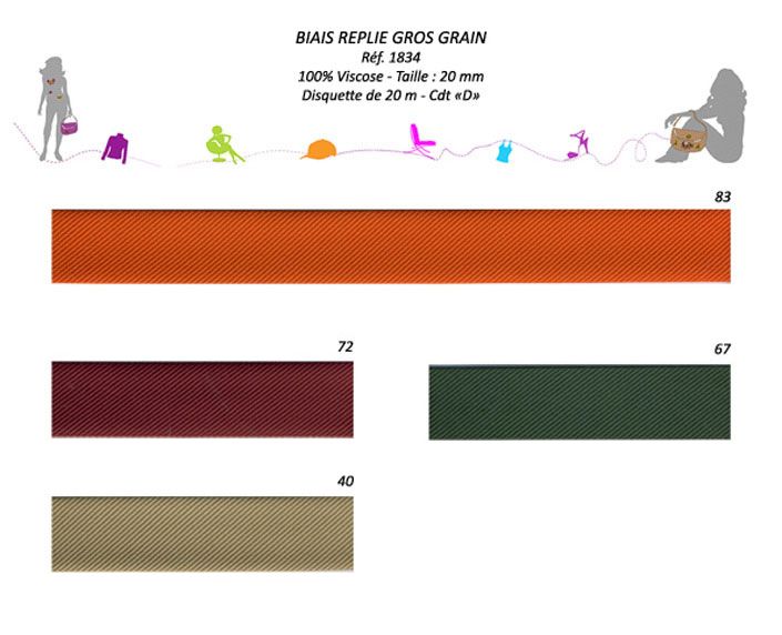 01834 Gros Grain Bias, Nylon, 20mm