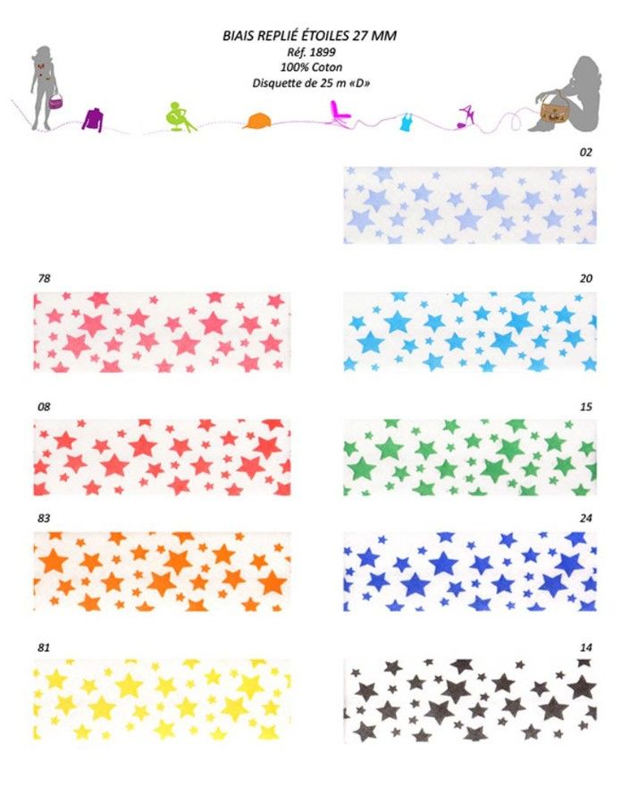 01899 Star Bias, 27mm 100% Cotton