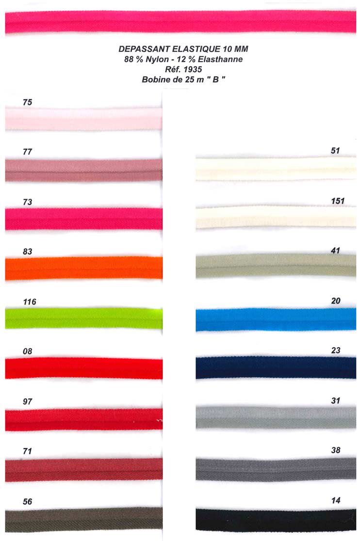 01935 Elastic Cording w/ Lip, 10mm