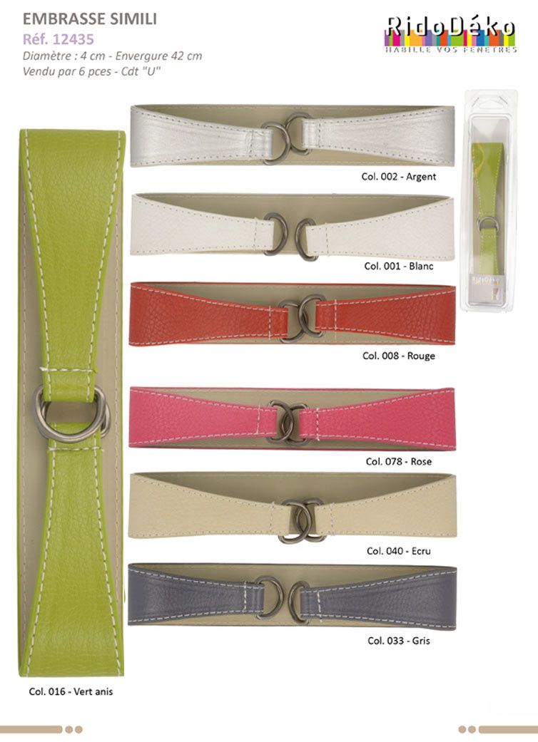 12435 Faux Leather Tieback, 4cm x 42cm