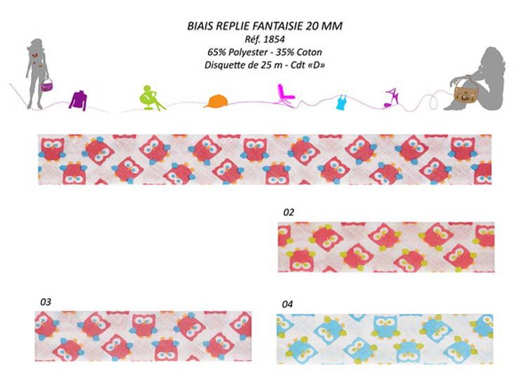 01854 Owl Bias Tape 20MM