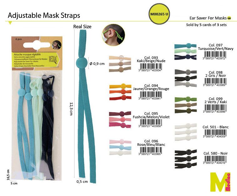 M00265 Adjustable Elastic Straps, 3 sets per card