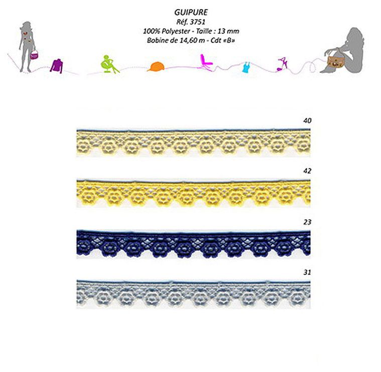 03751 100% Polyester Guipure, 13mm