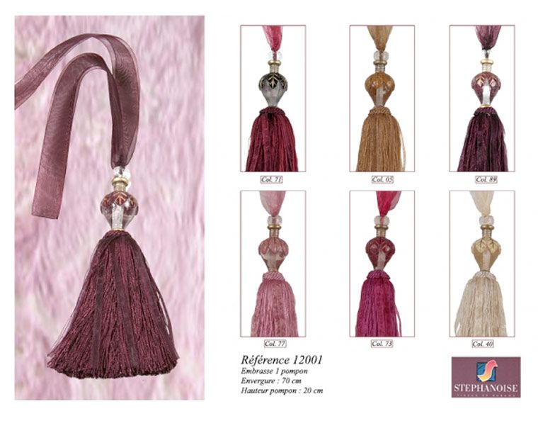 12001 Tieback w/ Leaf Bead & Tassel
