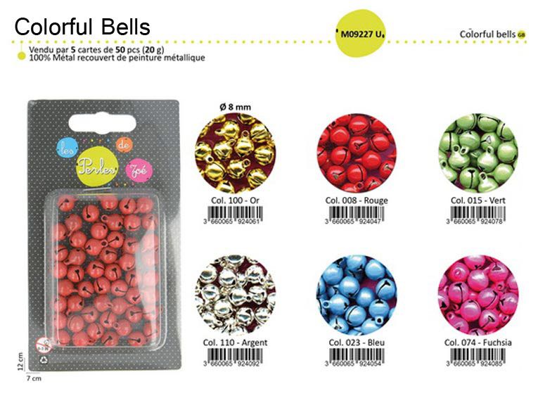 M09227 Colorful Bell Beads, 50pcs/card