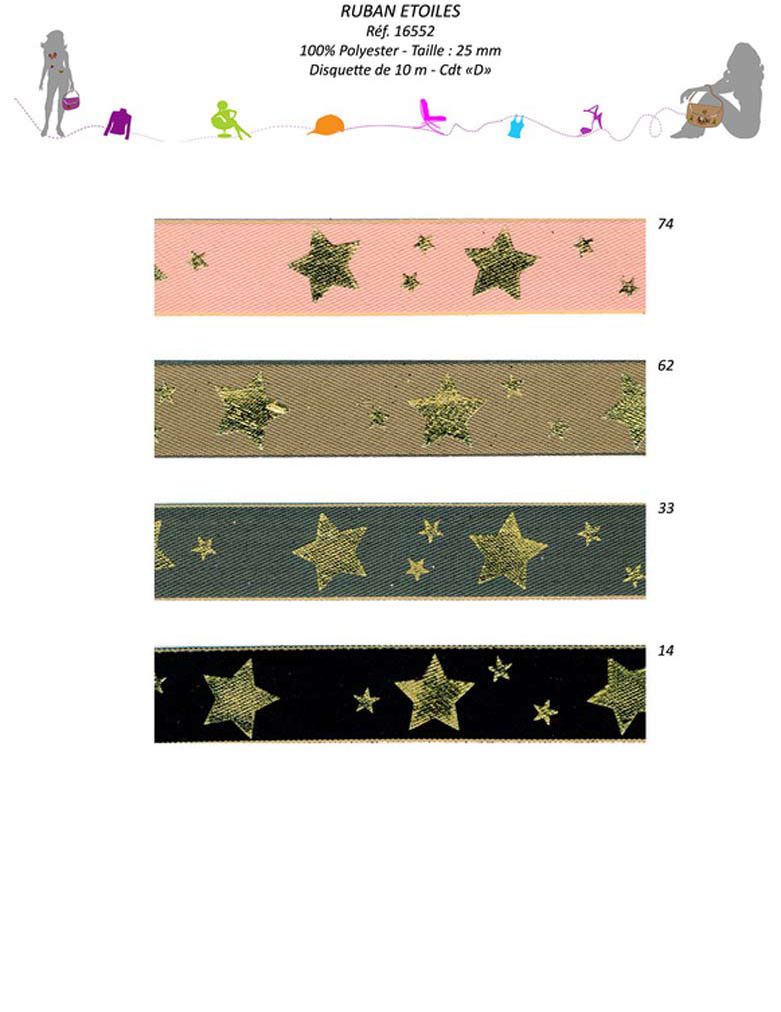 16552 Polyester Gold Star Ribbon, 25mm