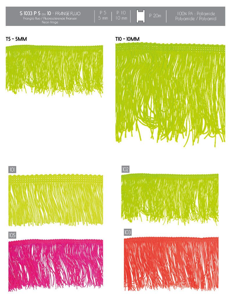 01033 Fluorescent Chainette Fringe 2-4
