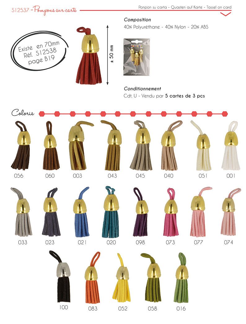 12537 Faux Leather Tassels w/Cap, 3.5cm