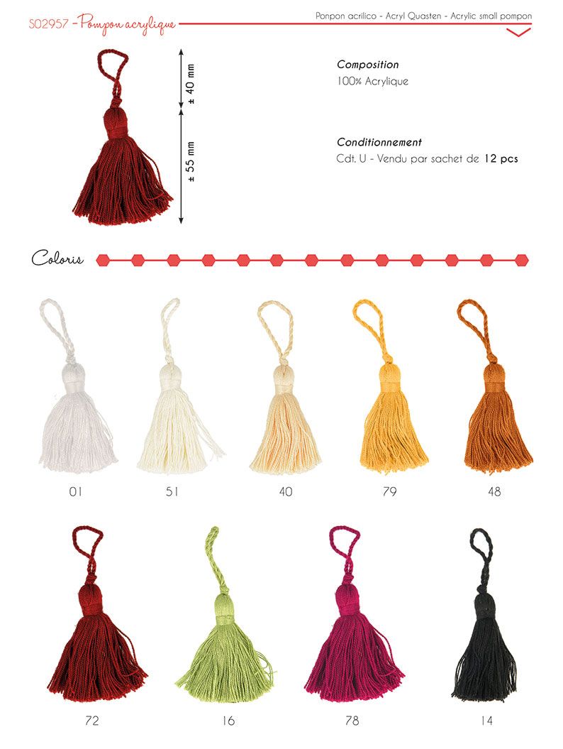 02957 100% Acrylic, Tassel - 5.5cm