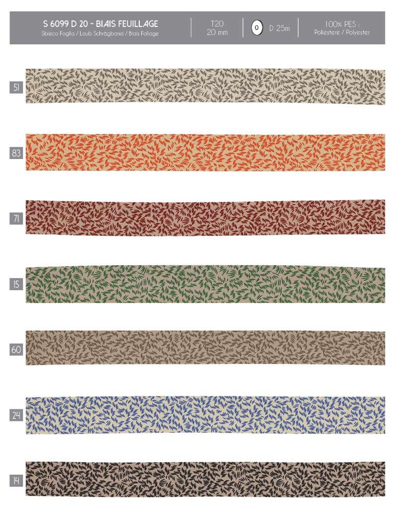 06099 Bias Binding with Follage, 20mm
