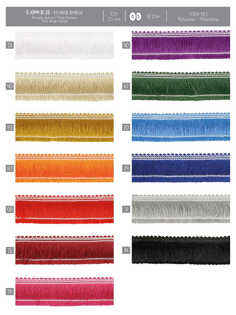 01044 25mm 100% Polyester Fringe