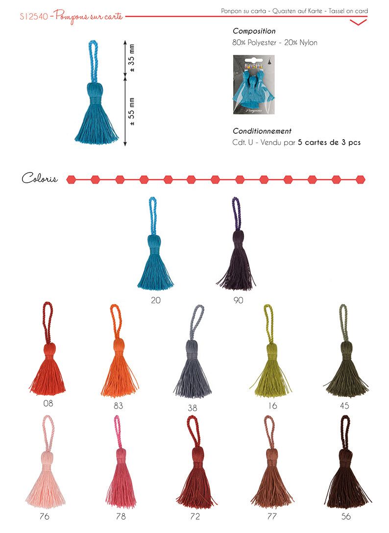 12540 Carded Tassels, (3 Pcs/Card)