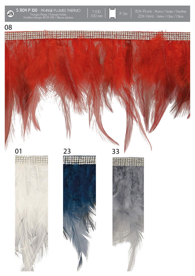 11104 Iron-on Feather Fringe, 100mm