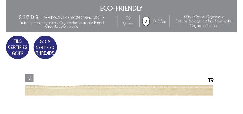 00317 Organic Cotton Piping-Eco Friendly