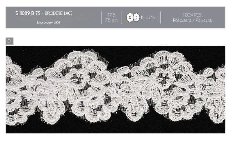11089 Embroidered Lace, 75mm