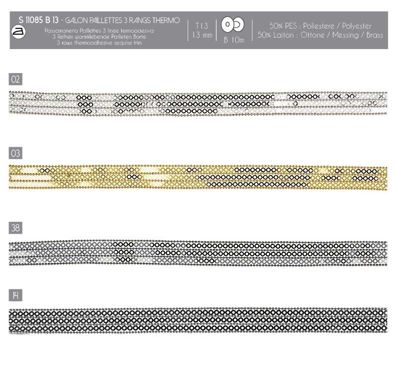 11085 Iron-on Metallic Sequin Trim, 13mm