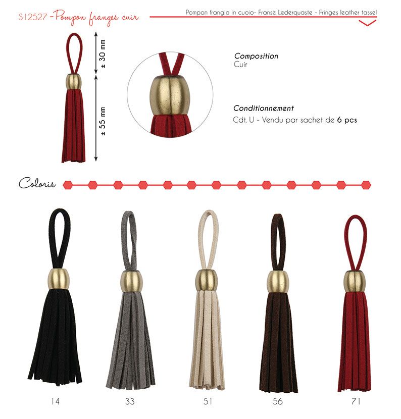12527 Leather Tassel with Gold Top