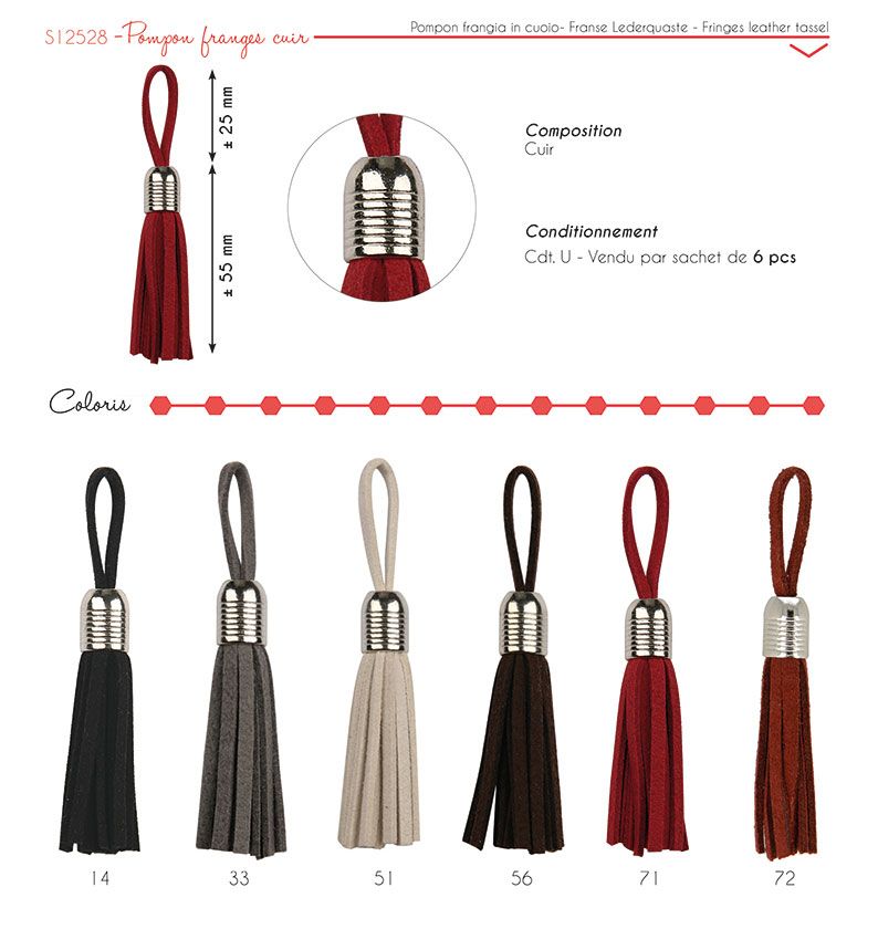 12528 Leather Tassel with Silver Top