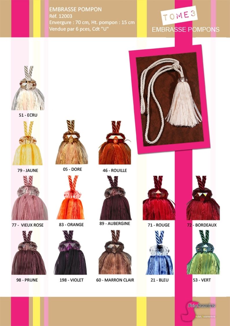 12003 Tieback w/ Jewel Bead & Tassel